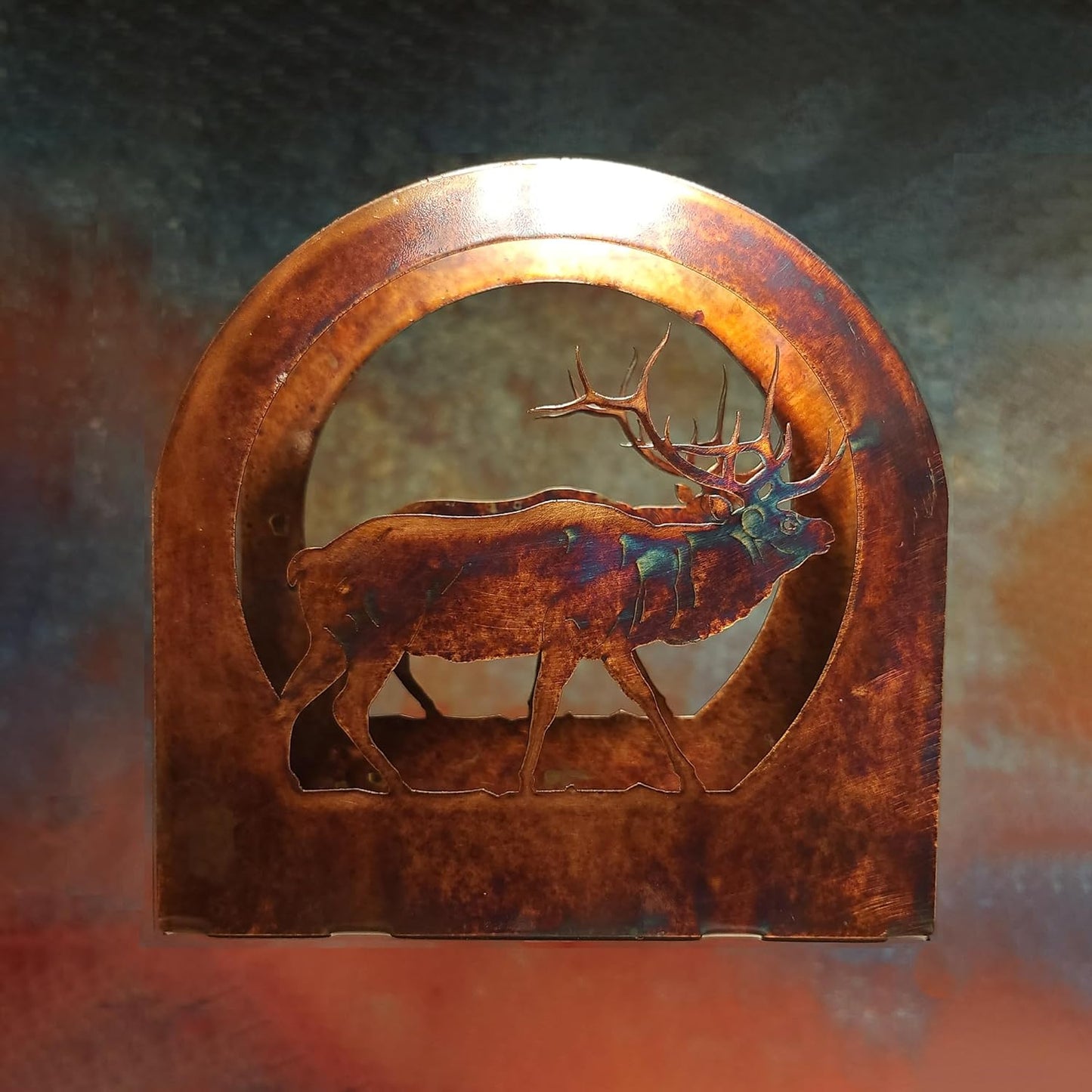 Artisan Rustic Napkin Holder by Chevelon Goods - Hand-Finished and Hand-Crafted Sturdy Steel with Bear Design, 4x4x2, Ideal for Cocktail Napkins